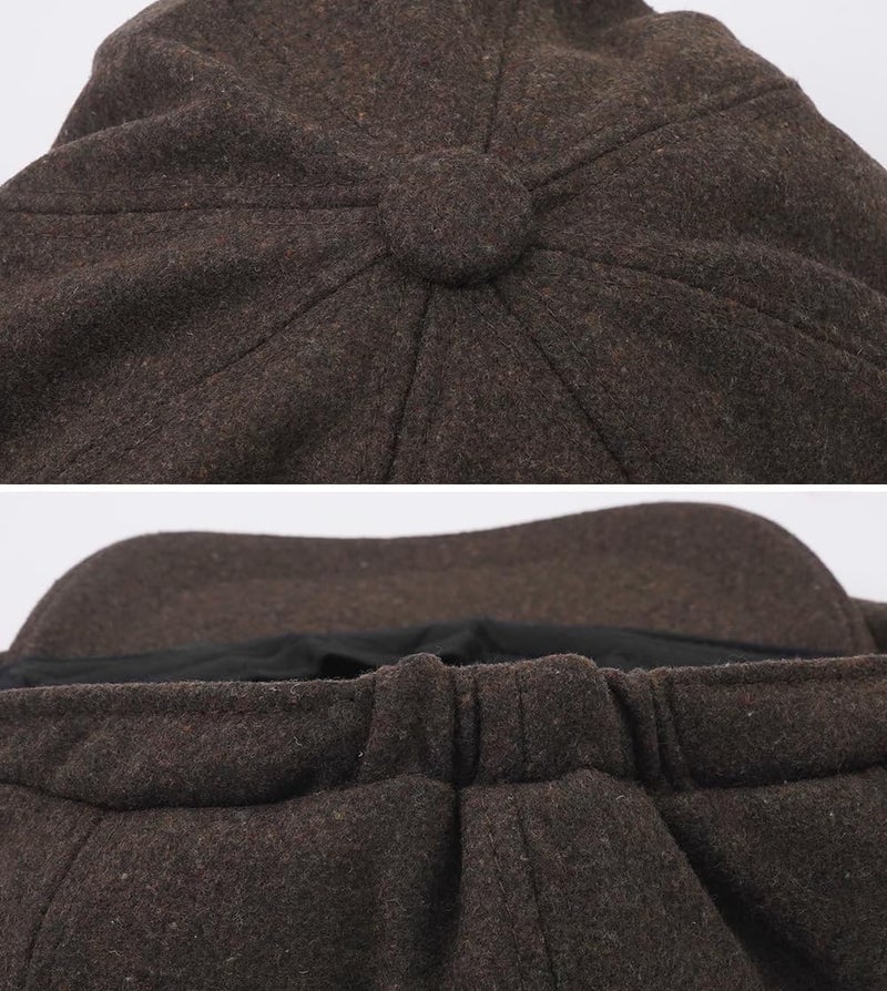 Xinveen Men's 8 Panel Newsboy Cap Vintage Tweed Cap Herringbone Cabbie Flat Cap - Image 5